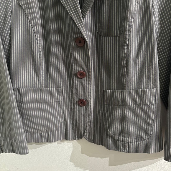 Talbots Petites Pinstriped Gray Blazer Suit Jacket with Stretch Women's Medium - Picture 6 of 7